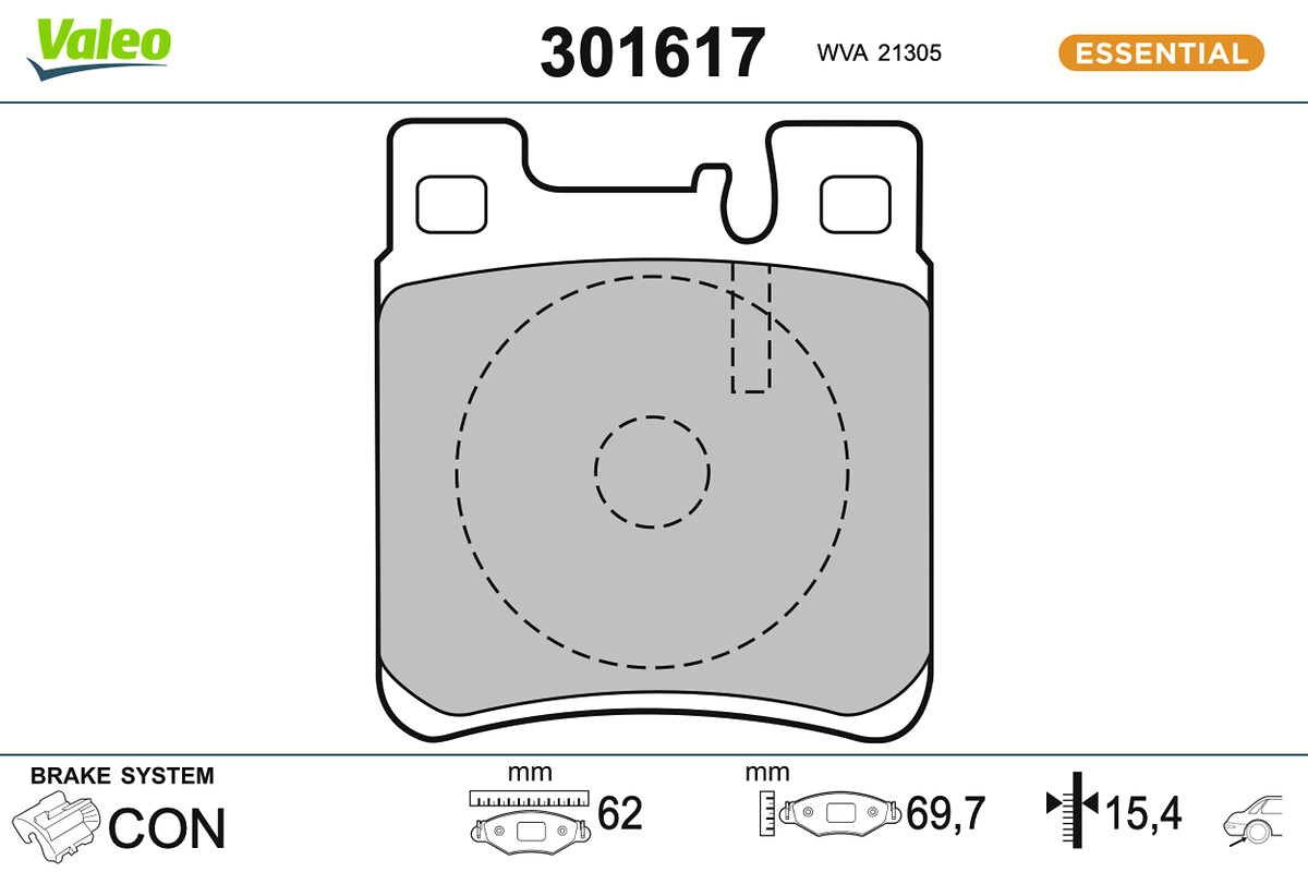 Jeu de 4 plaquettes de frein VALEO ref. 301617